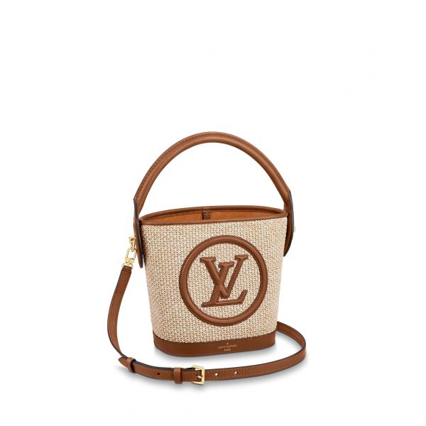 Túi Xách Louis Vuitton Petit Bucket Synthetic Knitted  Caramel M59962