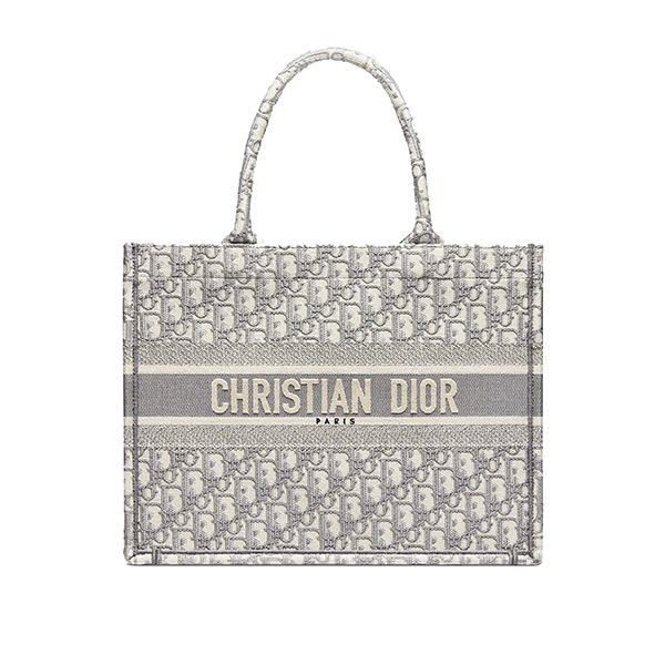 Túi Xách Dior Book Tote Medium Oblique Embroidery Gray