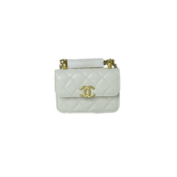 Chanel 21A white Mini Flap Coin Purse With Chain Handle Shoulder Crossbody Bag