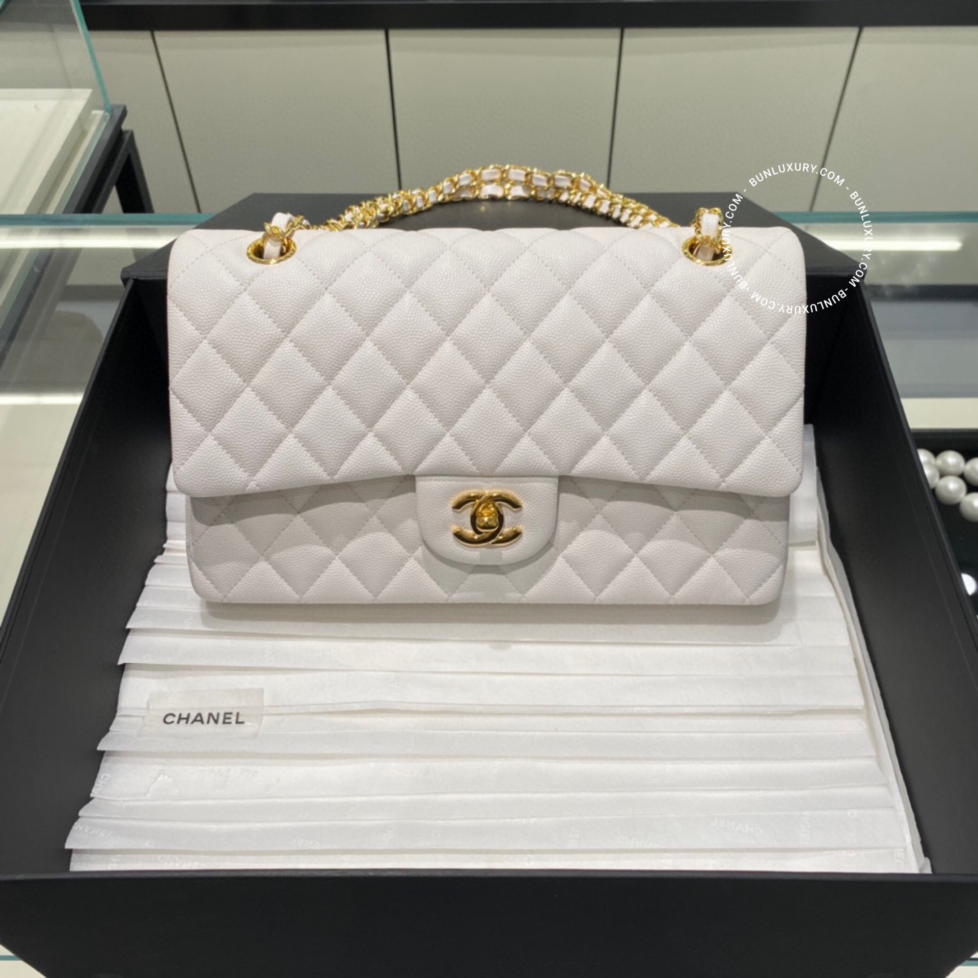 Túi Xách Chanel Classic Flap Medium Caviar White 1112